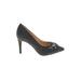 Nine West Heels: Slip-on Stilleto Cocktail Gray Solid Shoes - Women's Size 6 1/2 - Pointed Toe