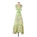 Sandro Cocktail Dress - A-Line V Neck Sleeveless: Green Dresses - Women's Size 36