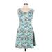 Divided by H&M Casual Dress - A-Line Scoop Neck Sleeveless: Blue Floral Dresses - Women's Size 12