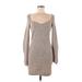 H&M Casual Dress - Mini: Gray Solid Dresses - Women's Size Medium