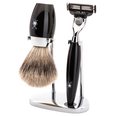 Mühle - KOSMO 3-tlg. Dachshaar Rasier-Set Edelharz schwarz Gillette® Mach3® Rasur 1 ct Herren (176.99 € / 1 ct) Image