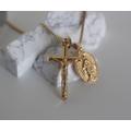 Miraculous Medal Virgin Mary Necklace Catholic Gifts For Women Mens Gold Cross Crucifix Antique Protection Baptism Gift