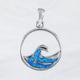 Unique Hawaiian Blue Opal Ocean Wave Necklace, Sterling Silver Pendant, N9181 Birthday Mom Mother Gift, Island Jewelry