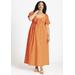 Plus Size Women's Eyelet Tie Front Maxi Dress by ELOQUII in Orange Crush (Size 26)