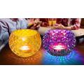 Custom 2-Pack Candle Holder With Free Battery Operated Flickering Tea Lights | Circle Design Votive Bowl Home Table Decoration Resin