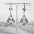 Handmade Silver Kite Chandelier Earrings, 925 Sterling Artisan Filigree Statement Earrings Women Jewelry Gifts