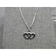 Double Heart Necklace, Silver Pendant, Necklace Chain, Women Jewelry