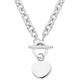 Heart Necklace, Stainless Steel Toggle Necklace High Polished Charm Cable Chain 18 Inches