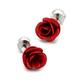 Red Rose Cufflinks Metal Enamel Flower Floral Groom Best Man Groomsmen Wedding Father's Day Gift