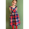 Girls Wool Checked Girls Dress/Handmade Checked Red & Blue Party Pinafore