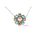 Light Blue & Orange Premium Crystal Pendant Necklace, Renowned Brand Fine Topaz Aquamarine, Handmade Unique Daisy Chain Necklace