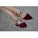 Burgundy Velvet Mules, Mules Shoes, Pointy Toe Flats, Dark Red Wine Flats, Leather Slides, Shoes