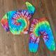 Kids Tie Dye Jogger Set // Kids Tie Sweatsuit Set //Crew Neckhoodie Loungewear Rainbow