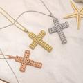 14K Plated Cross Necklace, Sterling Silver Christmas Gift, Pendant, Girlfriend Birthday Valentines Day Gift