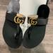 Gucci Shoes | Gucci Mormont Leather Thong Sandals | Color: Black/Gold | Size: 7