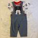 Disney Matching Sets | Disney Baby Mickey Mouse Outfit Boys Size 3-6 Months Overall T-Shirt Set | Color: Red/White | Size: 3-6mb