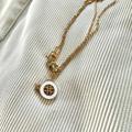 Tory Burch Jewelry | 55 Aut Designer Kira Enamel Pendant Necklace | Color: Gold | Size: Os