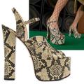 Gucci Shoes | Gucci Shoes Open Toe Platform Snakeskin Keyla Sandals | Color: Black/Tan | Size: Various