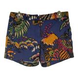 J. Crew Shorts | J Crew Women's Flat Front Blue/ Tropical Floral Print Size 4 Casual Summer | Color: Blue/Pink | Size: 4