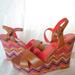 American Eagle Outfitters Shoes | Beautiful Abstract Wedged Heels | Color: Orange/Red | Size: 7