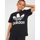 adidas Originals Junior Boys Trefoil Short Sleeve T-Shirt - Black/White, Black, Size 13-14 Years