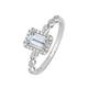 Love GEM Arrosa 9ct White Gold Aquamarine & 0.10ct Diamond Ring, Silver, Size N, Women