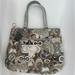 Coach Bags | Coach Poppy Signature Graffiti Glam Tote Purse In Silver Cream Tan Brown | Color: Silver/Tan | Size: Os