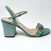 Gucci Shoes | Gucci Marmont Gg Sequin Leather Block Heel Sandal Ankle Strap Green Eu 38 | Color: Green/Silver | Size: 38eu
