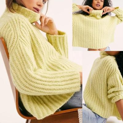 Free People Sweaters | Free People Fluffy Fox Sweater Alpaca Wool Oversize Chunky Xs Barely Lime $148 | Color: Green/Yellow | Size: Xs