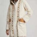 Anthropologie Jackets & Coats | Maeve Embroidered Sherpa Coat | Color: Tan/White | Size: 12