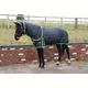 STABLE RUG 100 GSM FILL DETACHABLE NECK HORSE STABLE RUG BLACK WITH NEON BINDNG (6'3'')