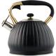 Black Whistling Teakettle, Stove Top Whistling Tea Kettle Stainless Steel Water Stovetop, for Induction Cookers, Gas Stoves