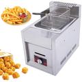 Gas Fryer Deep Fat Fryer, Stainless Steel Lpg Fryer, Stainless Steel Fat Fryer With Removable Basket, Manual Adjustment Temperature With Lid (6l)