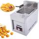 Gas Fryer Deep Fat Fryer, Stainless Steel Lpg Fryer, Stainless Steel Fat Fryer With Removable Basket, Manual Adjustment Temperature With Lid (6l)