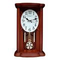 HengTracy Rustic Shelf Clock Vintage chiming Mantel Clocks, Antique Pendulum Clock/Wall Clock, with Swinging Pendulum, Fireplace Clock for Living Room, Kitchen, Office & Shelf Décor (Color : Brown)