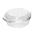 Glass Casserole Dish with Lid - 0.7L Clear Glass Baking Dish with Lid Glass Microwave Bowl Oven Safe Round Bowl Pan High Borosilicate Glass Cookware Soup Pot for Cooking and Baking