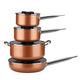Gourmet Edge Stackable Stainless Steel Nonstick Cookware Set, Pots W/ Lids (8 Piece), Brown, 10-4408