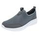 Slip On Trainers, Training Shoes, Men's Road Running Shoes, Black Mesh, Breathable, Plain Sports Shoes, Without Laces, Trainers, Summer Running Shoes, Outdoor Walking Shoes, Dark grey A, 10 UK