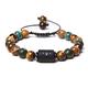Natural Handmade Weave Black Rope Bangle Natural Tiger Eye African Turquois Beads Bracelet (Metal Color : Virgo) (Black Libra)