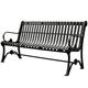 HUHJYUGE Outdoor Garden Bench, Park Bench for Patio for 3 People, Cast Iron Porch Balcony Bench, Black Plastic Sprayed Metal Leisure Seat with Backrest and Armrests (180cm)