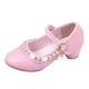 CreoQIJI Shoes Women's Low Shoes Heel Sandals Beads Cute Student Leather Shoes Performance Dance Princess Shoes Volleyball Shoes Women, pink, 4 UK