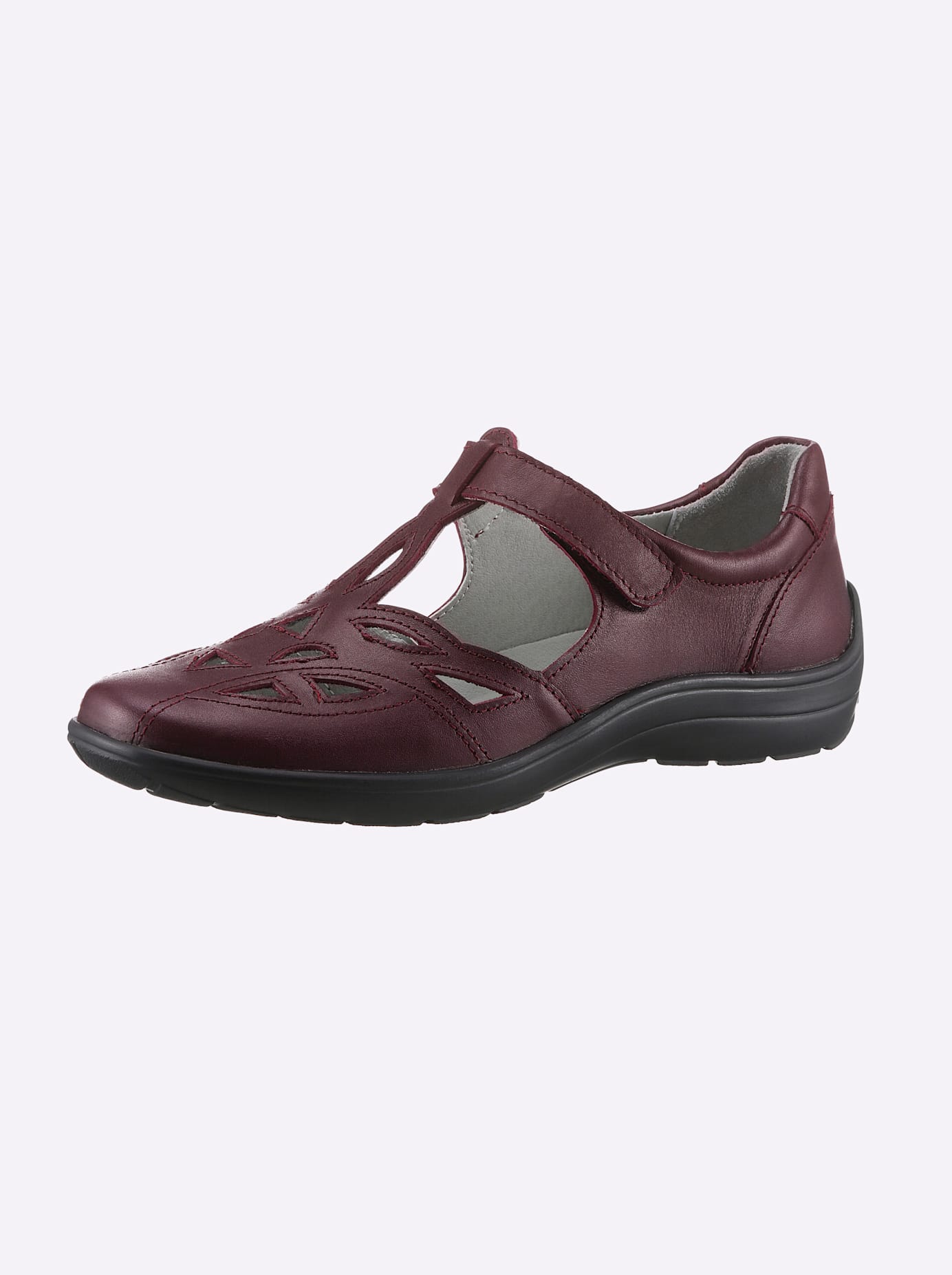 Klettschuh CLASSIC BASICS, Damen, Gr. 39, rot (bordeaux), Glattleder, Basic, Schuhe Klettschuh