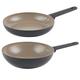 Salter COMBO-9155 Ceramic Frying Pan & Stir Fry Set – 2 Piece, Recycled Aluminium, Healthy PFOA & PFAS-Free Non-Stick, Induction, Easy Clean, Soft Touch Stay Cool Handle, Egg/Omelette Cooking Pans