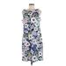 Talbots Casual Dress - Shift: Blue Floral Dresses - Women's Size Medium