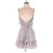 American Eagle Outfitters Casual Dress - A-Line V-Neck Sleeveless: Gray Stripes Dresses - Women's Size Medium