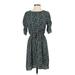 Good Luck Gem Casual Dress: Teal Print Dresses - Women's Size Small