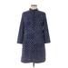 Title Nine Casual Dress - Shirtdress Mock 3/4 sleeves: Blue Dresses - Women's Size Medium