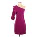 Diane von Furstenberg Cocktail Dress - Mini One Shoulder Sleeveless: Purple Solid Dresses - Women's Size 4