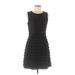 Max and Cleo Casual Dress - A-Line Crew Neck Sleeveless: Black Print Dresses - Women's Size 6