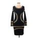 Nice-Forever Cocktail Dress - Mini Scoop Neck Long sleeves: Black Solid Dresses - Women's Size 6